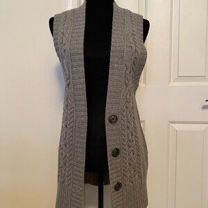 BANANA REPUBLIC Merlino Wool Cable Knit Vest Gray Sz M
